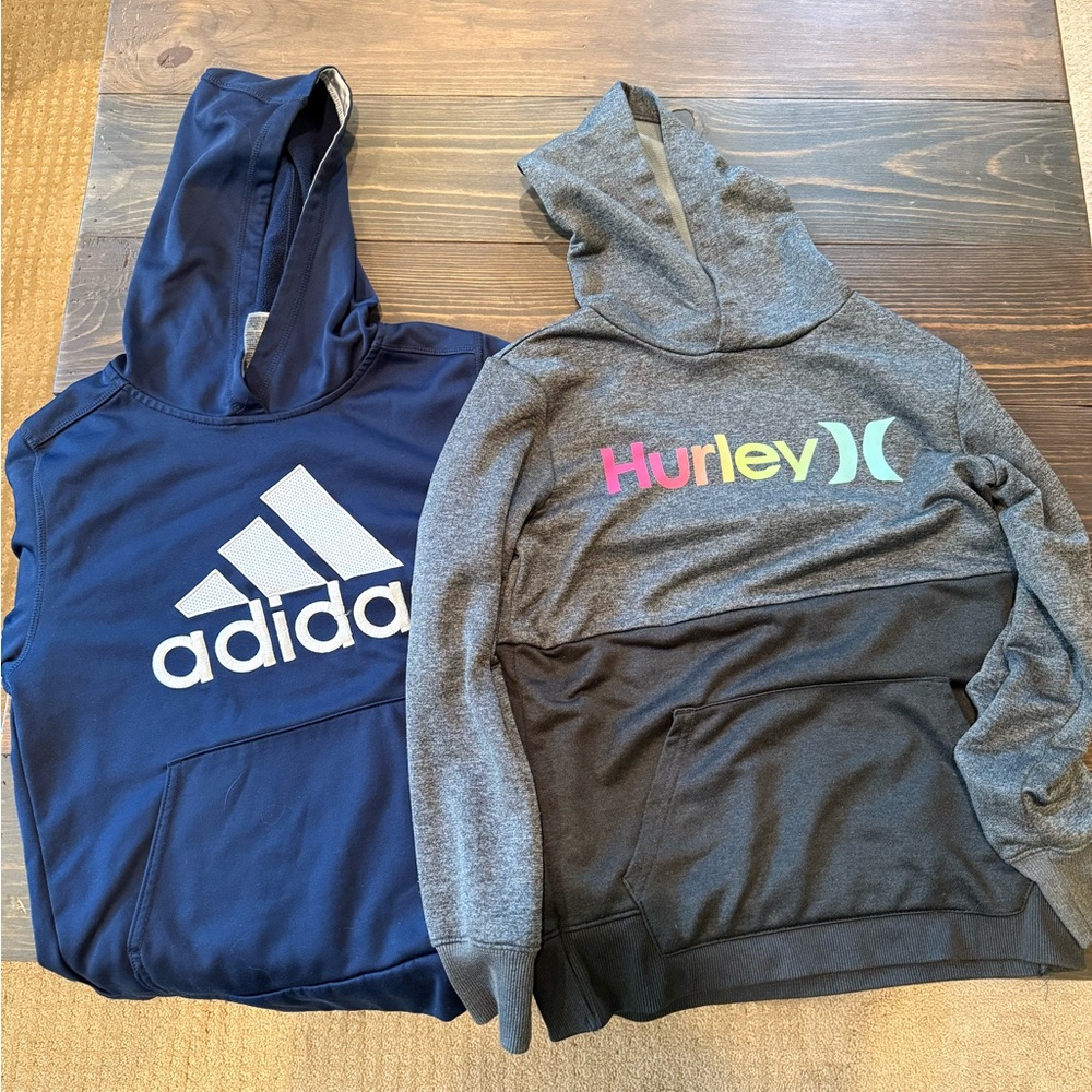Adidas and Hurley Kids Hoodies - Blue and Gray